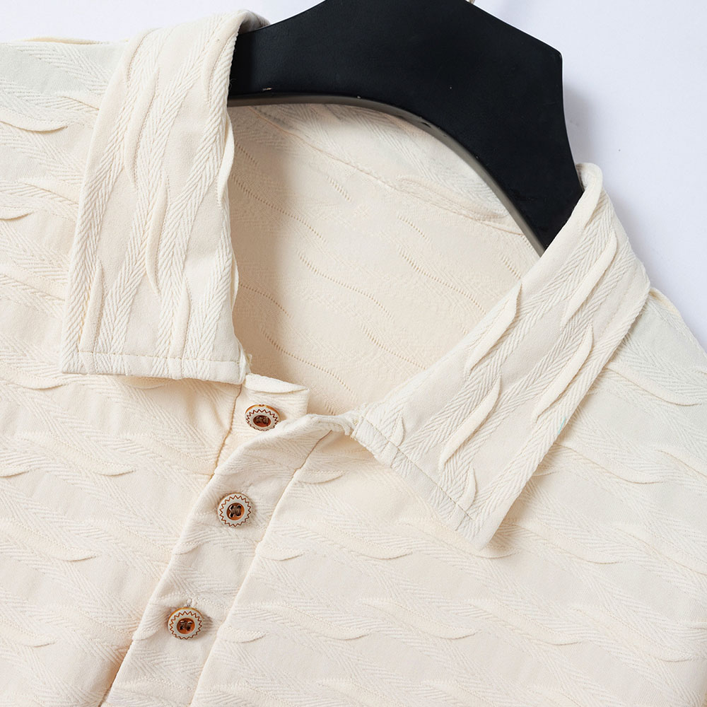 Herren Kurzarm-Revershemd mit Jacquard-Design