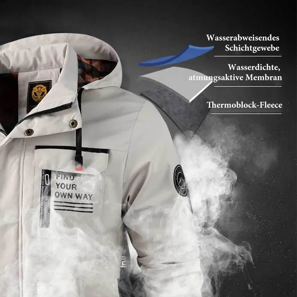 Trendschrank™ Mittellange wasser- und winddichte Herrenjacke mit Kapuze