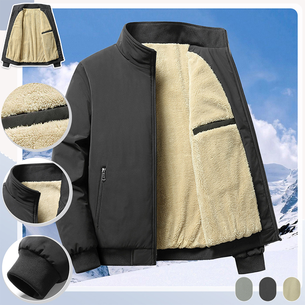 Herbst- und Winterjacke mit Stehkragen und Samtverdickung