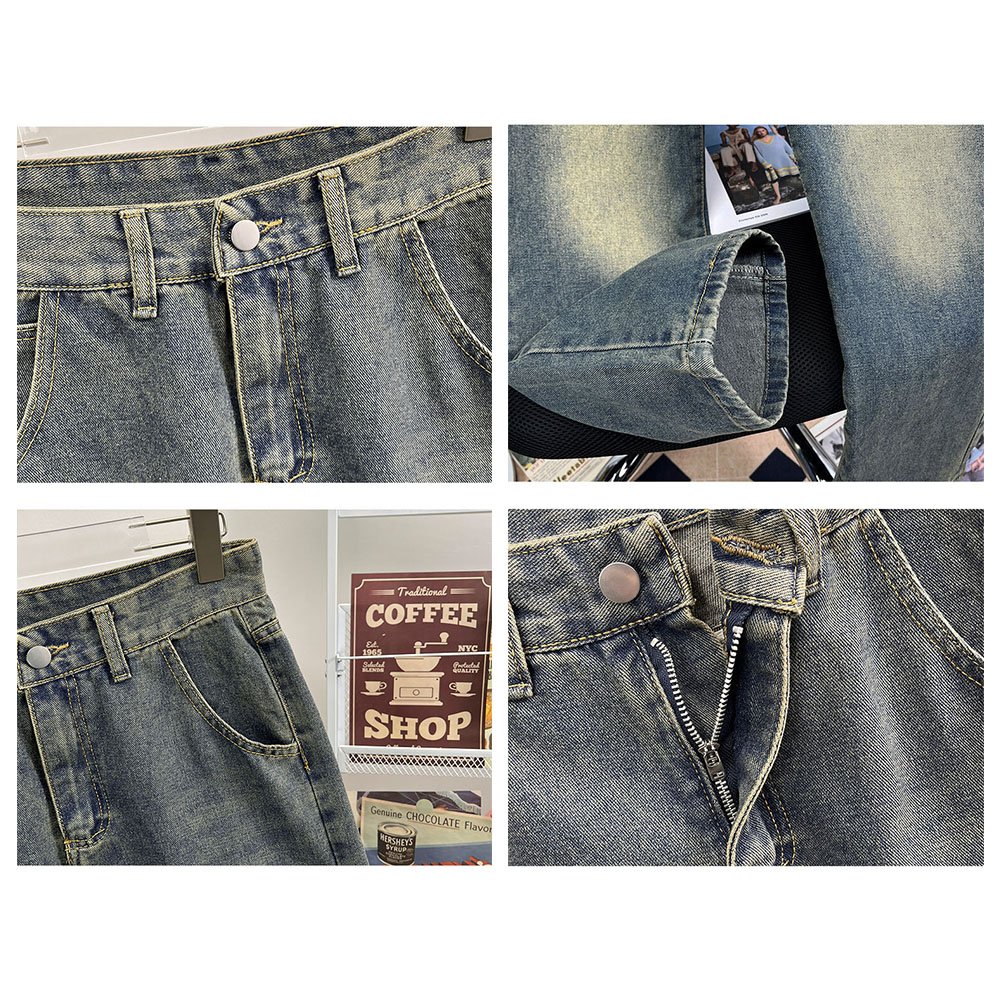 Distressed-Waschung High-Rise-Jeans mit weitem Bein