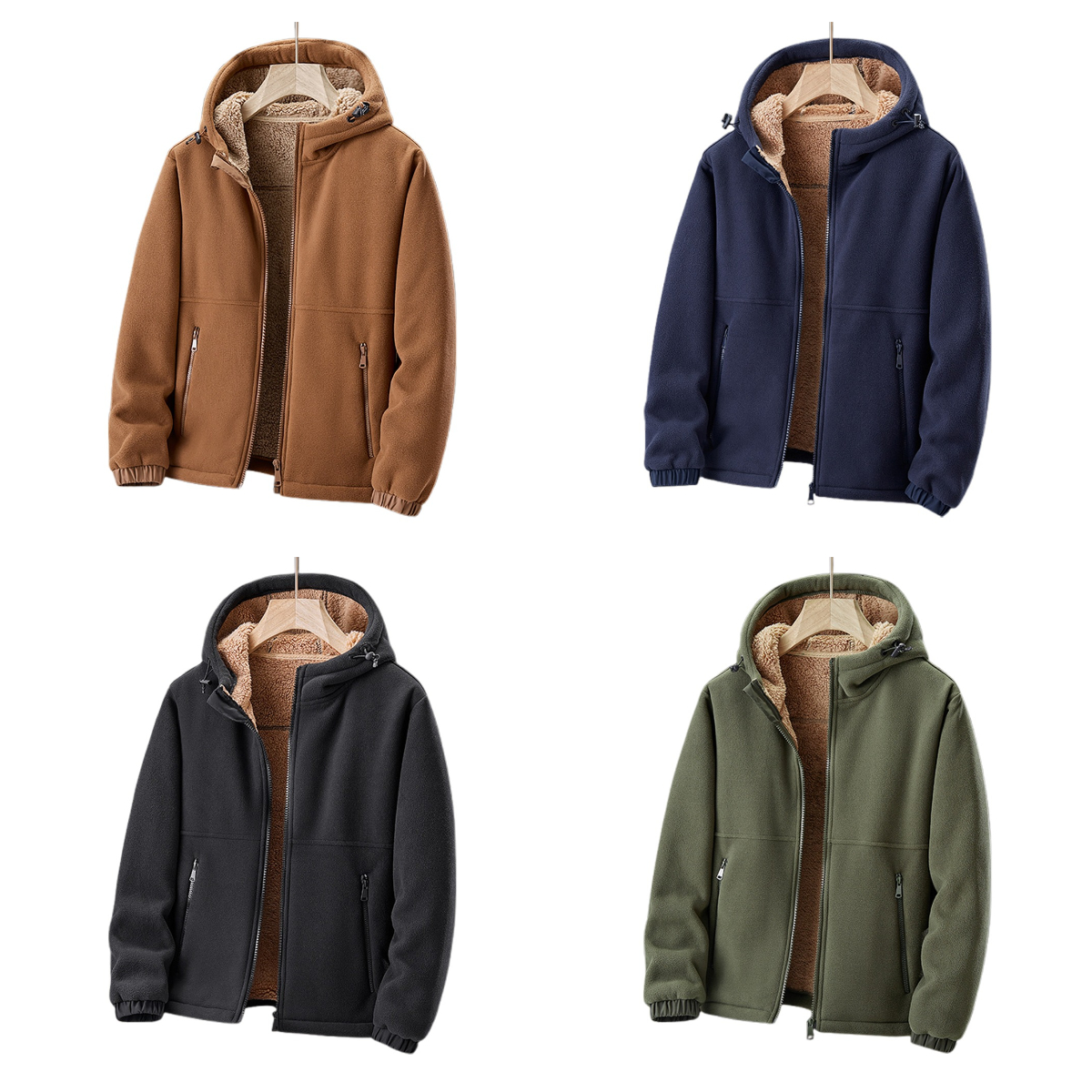 Warme verdickte Sherpa-Kapuzenjacke für Herren