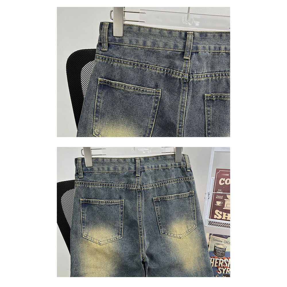 Distressed-Waschung High-Rise-Jeans mit weitem Bein