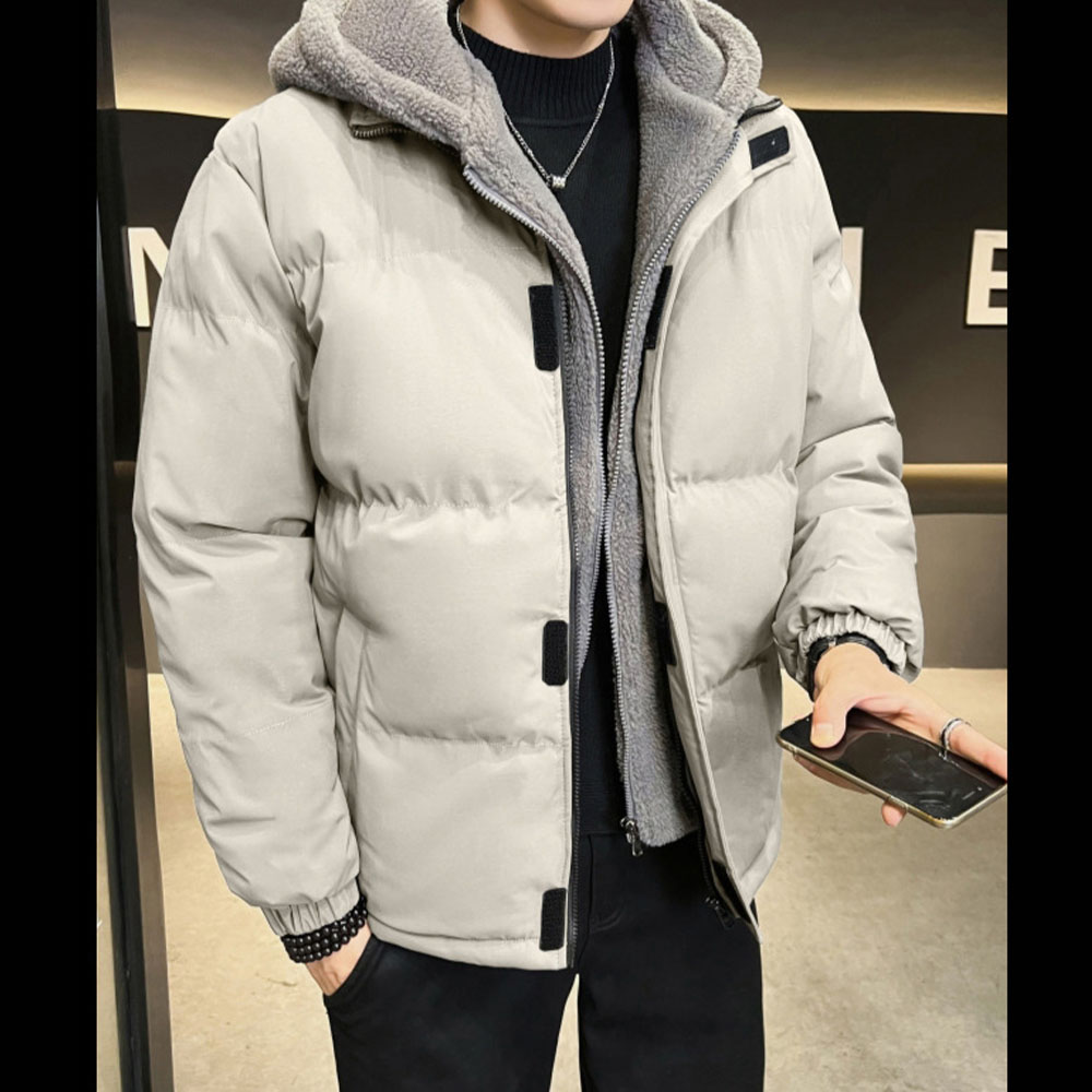 Winterlicher, samtverdickter, gefälschter, zweiteiliger, warmer Baumwollmantel mit Kapuze für Herren