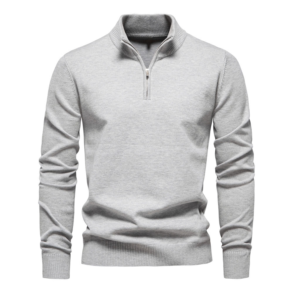 Strickoberteil mit Reißverschluss und Stehkragen für Herren