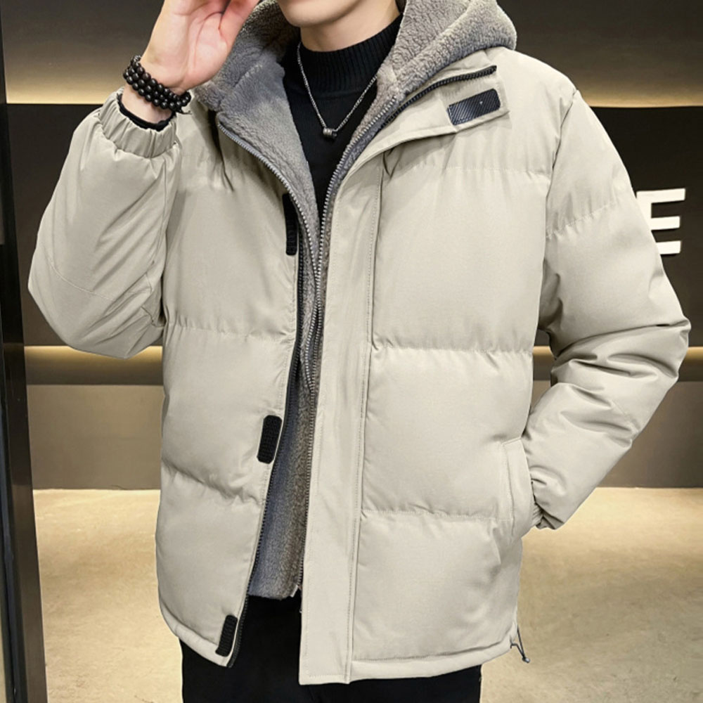 Winterlicher, samtverdickter, gefälschter, zweiteiliger, warmer Baumwollmantel mit Kapuze für Herren