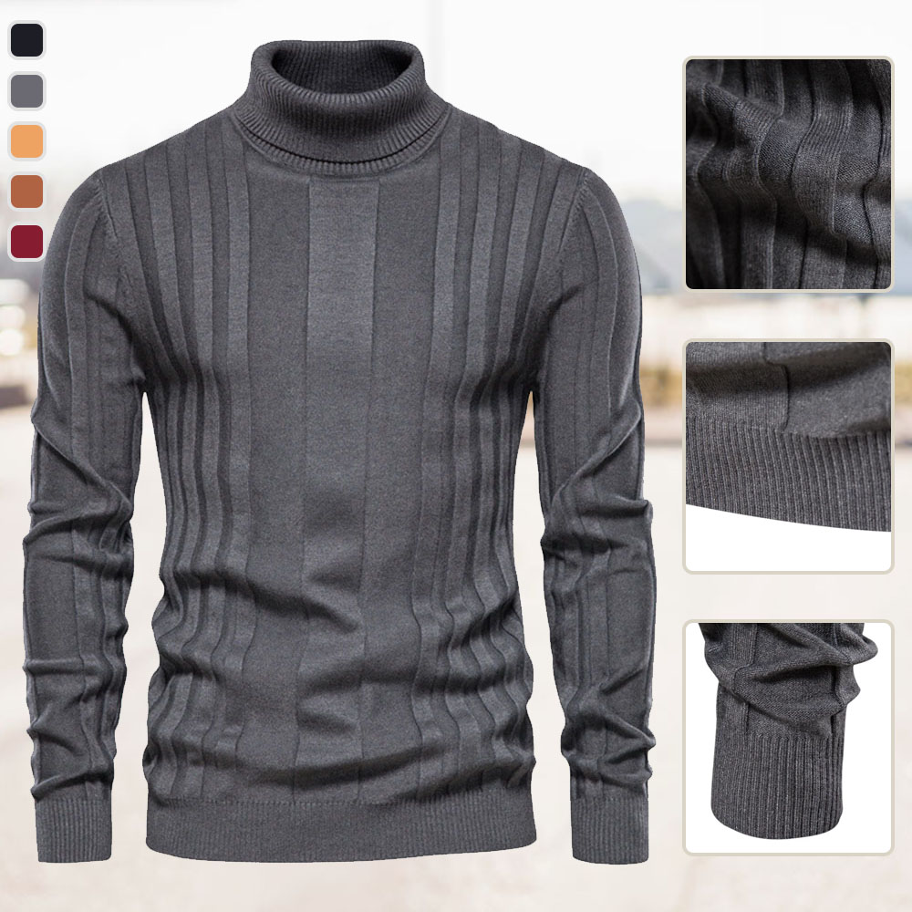 Pull tricoté à col roulé chaud et décontracté pour hommes