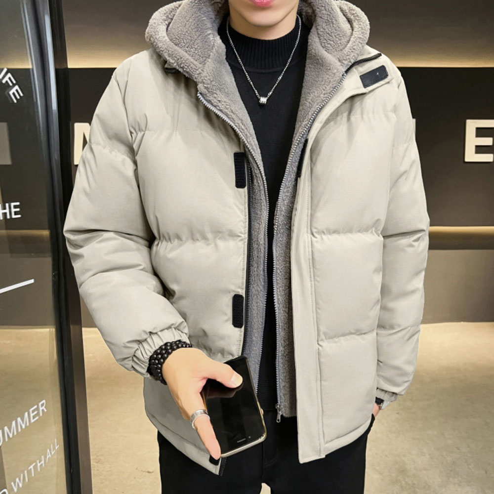 Winterlicher, samtverdickter, gefälschter, zweiteiliger, warmer Baumwollmantel mit Kapuze für Herren