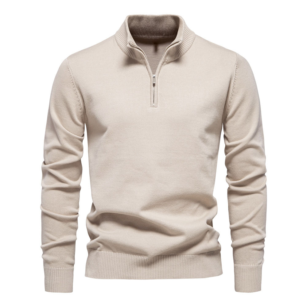 Strickoberteil mit Reißverschluss und Stehkragen für Herren