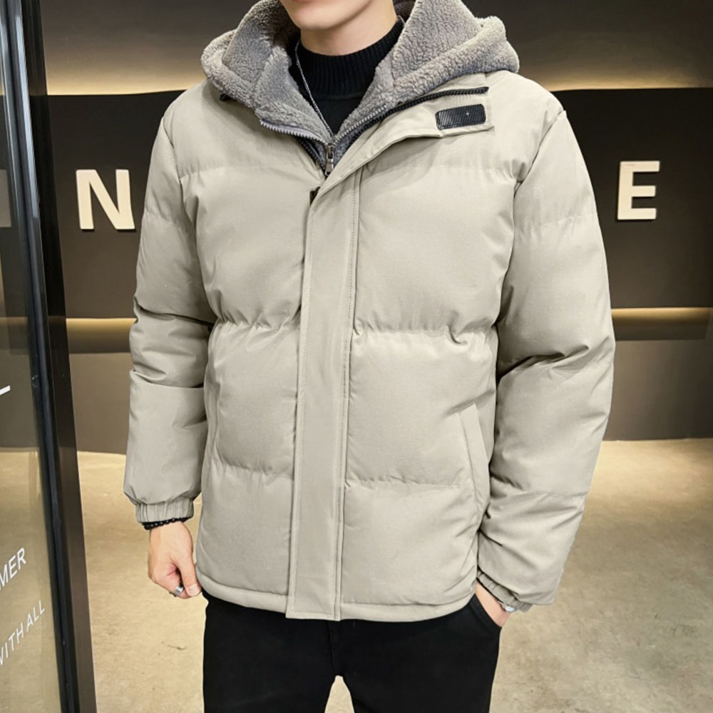 Winterlicher, samtverdickter, gefälschter, zweiteiliger, warmer Baumwollmantel mit Kapuze für Herren