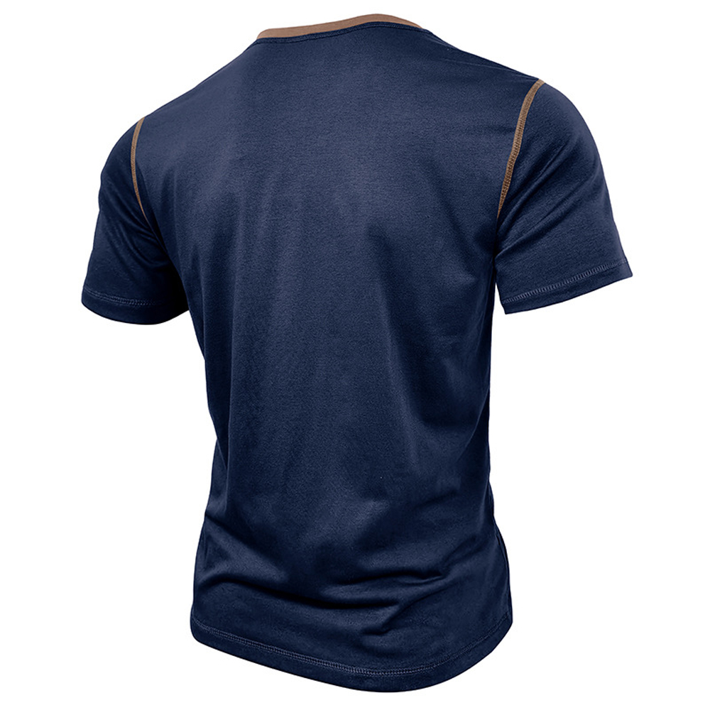 Kurzärmliges Henley-Shirt mit Stehkragen für Herren