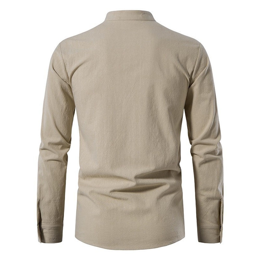 Haut à manches longues en coton et lin à lacets pour homme