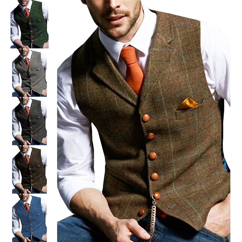 Gilet d'affaires décontracté à carreaux classique pour hommes