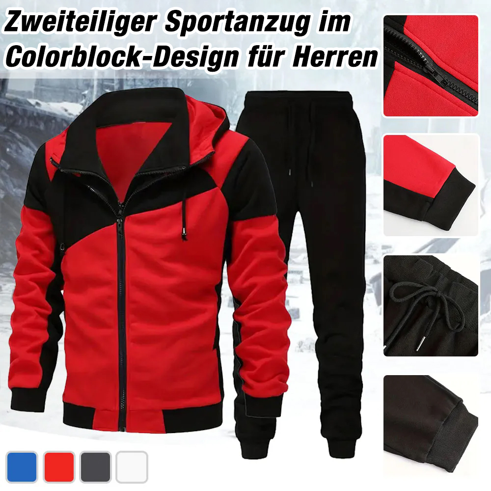 Trendschrank™ Modischer Herren-Sportanzug mit Farbblock-Kapuzenjacke