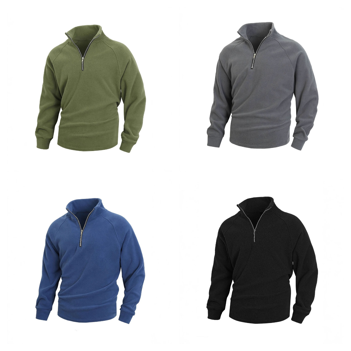 Haut à manches longues en polaire corail à col montant zippé pour homme