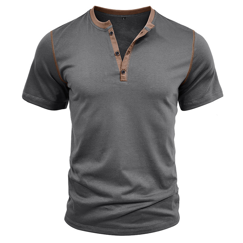 Kurzärmliges Henley-Shirt mit Stehkragen für Herren