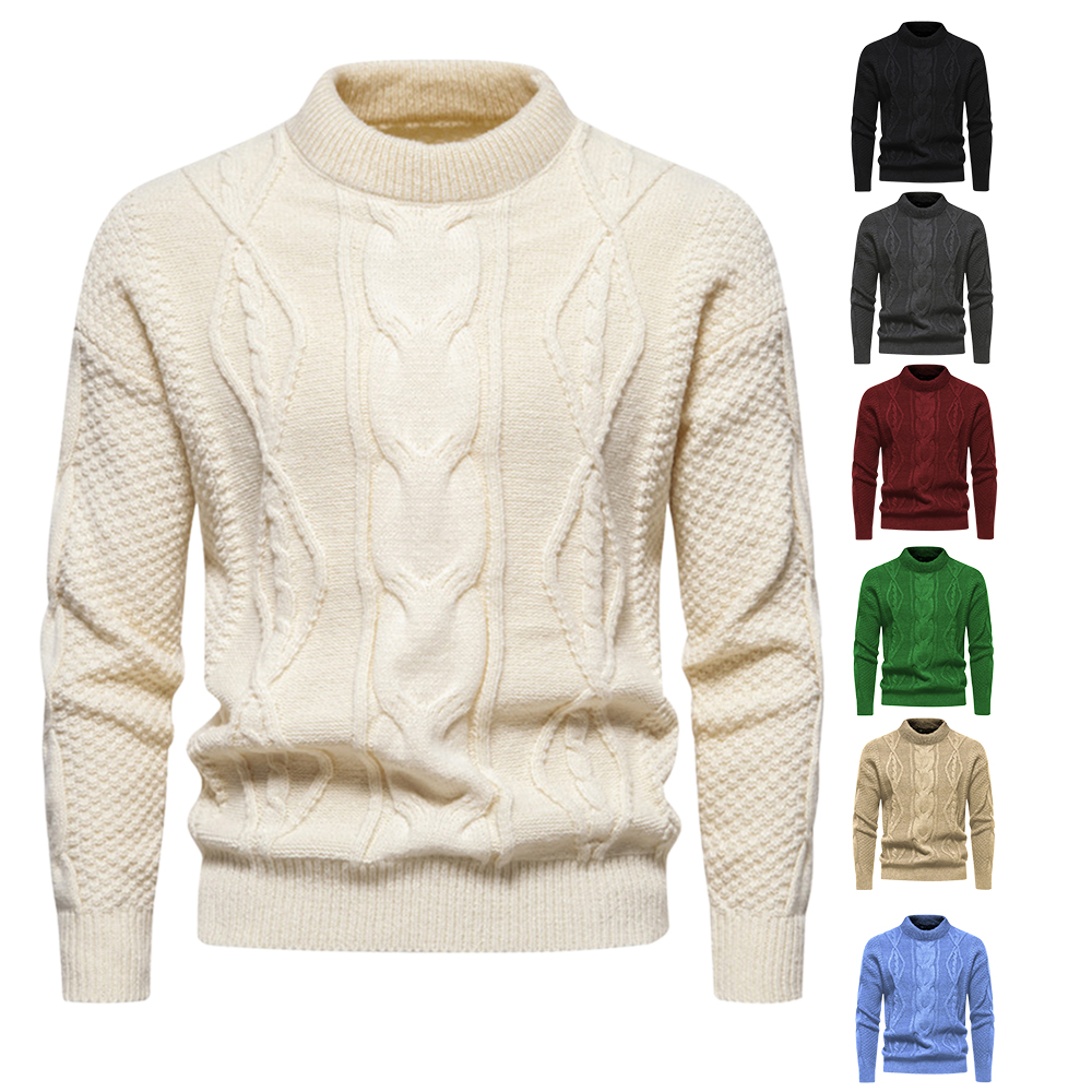 Pull tricoté rétro décontracté à col rond pour hommes