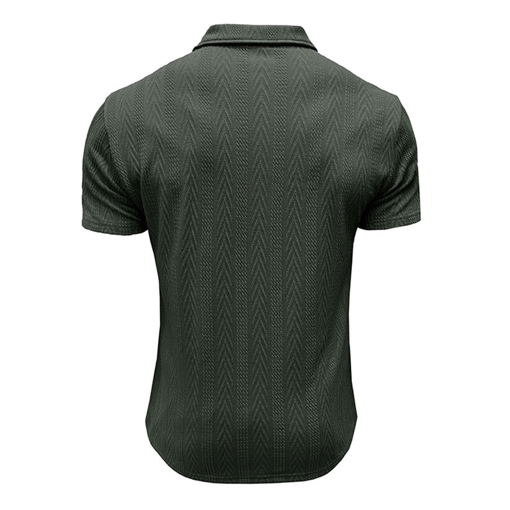 Polo d'été décontracté à manches courtes en jacquard respirant pour hommes