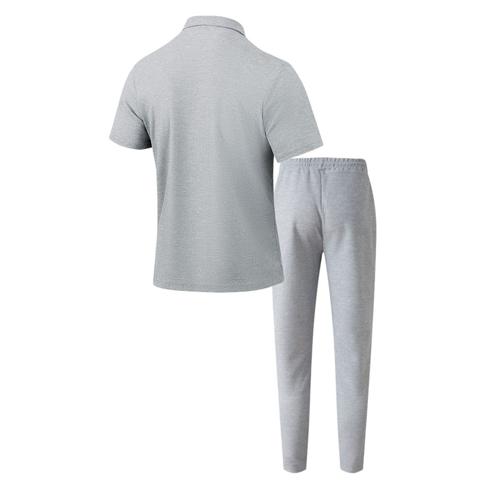 Kurzarmhemd mit Revers + Hose mit elastischem Bund und Kordelzug