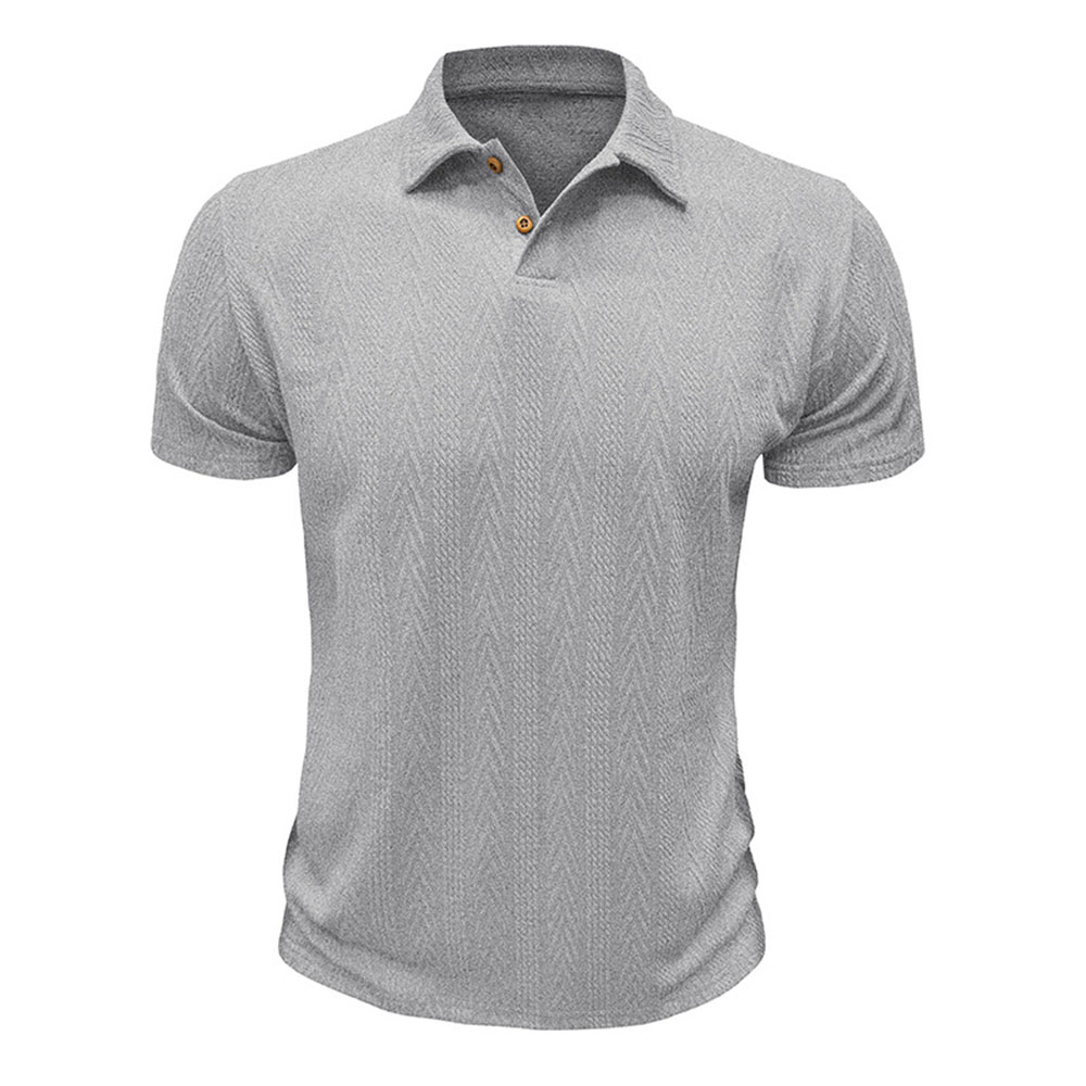 Polo d'été décontracté à manches courtes en jacquard respirant pour hommes