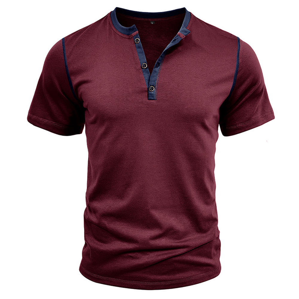 Kurzärmliges Henley-Shirt mit Stehkragen für Herren