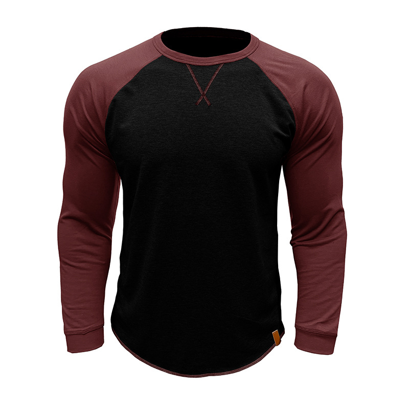 T-shirt décontracté à manches longues et blocs de couleurs pour homme