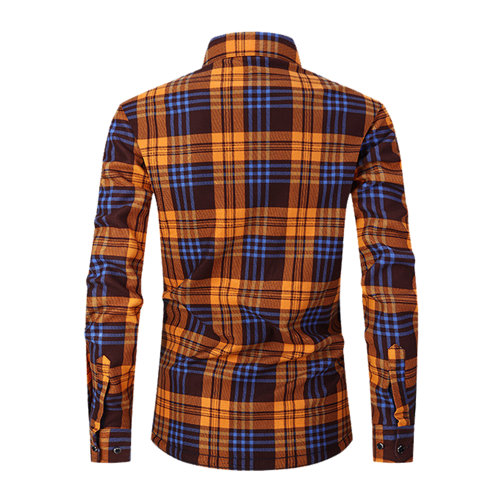Herren-Winter-Langarmhemd mit verdicktem Karomuster