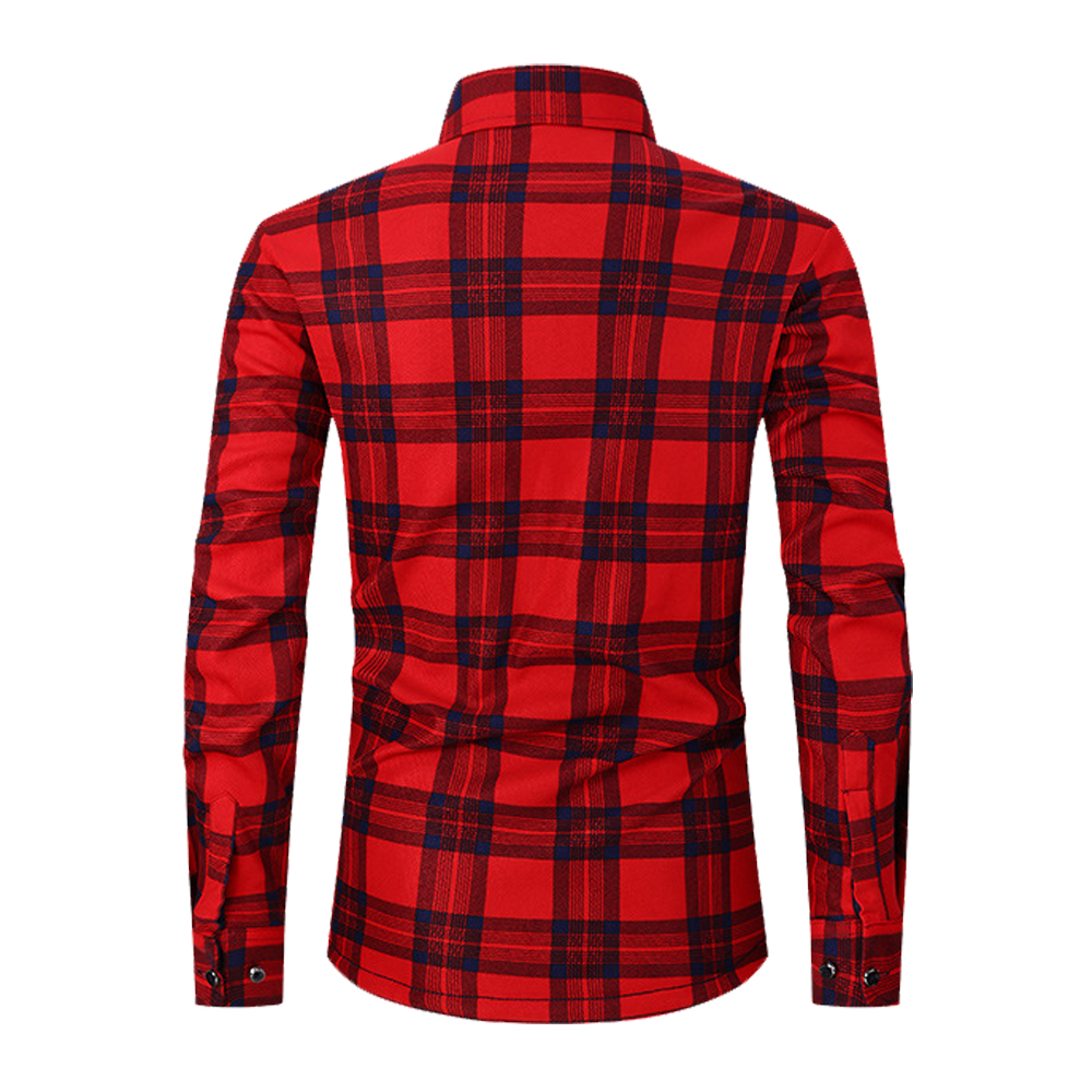 Herren-Winter-Langarmhemd mit verdicktem Karomuster
