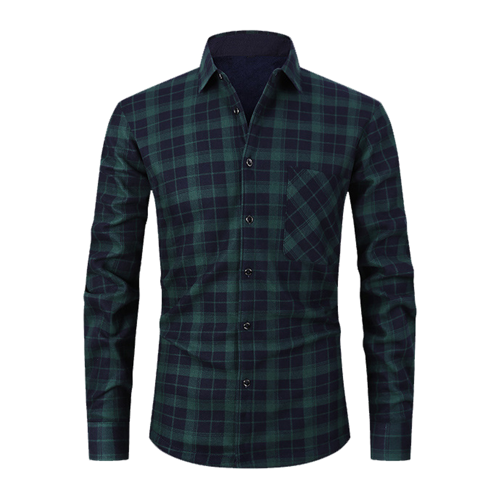 Herren-Winter-Langarmhemd mit verdicktem Karomuster