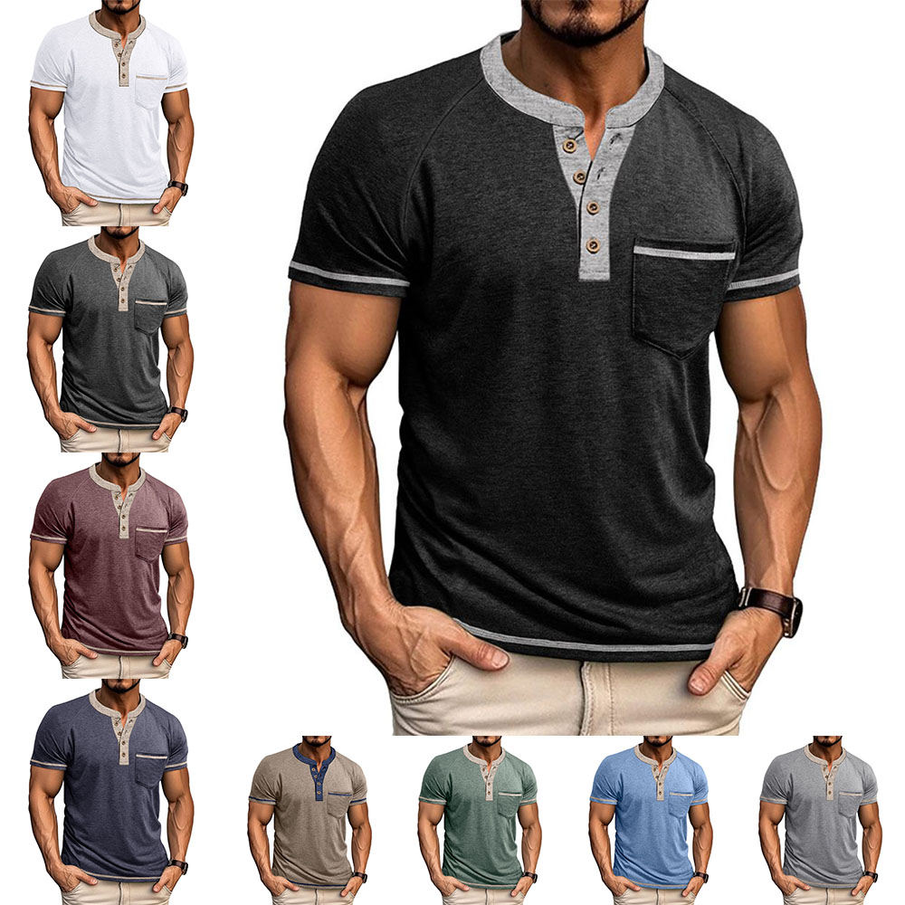 T-shirt à manches courtes en blocs de couleurs pour hommes