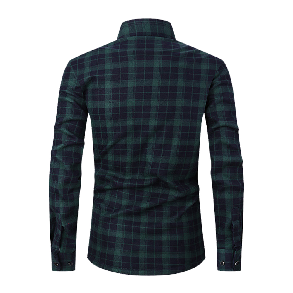 Herren-Winter-Langarmhemd mit verdicktem Karomuster
