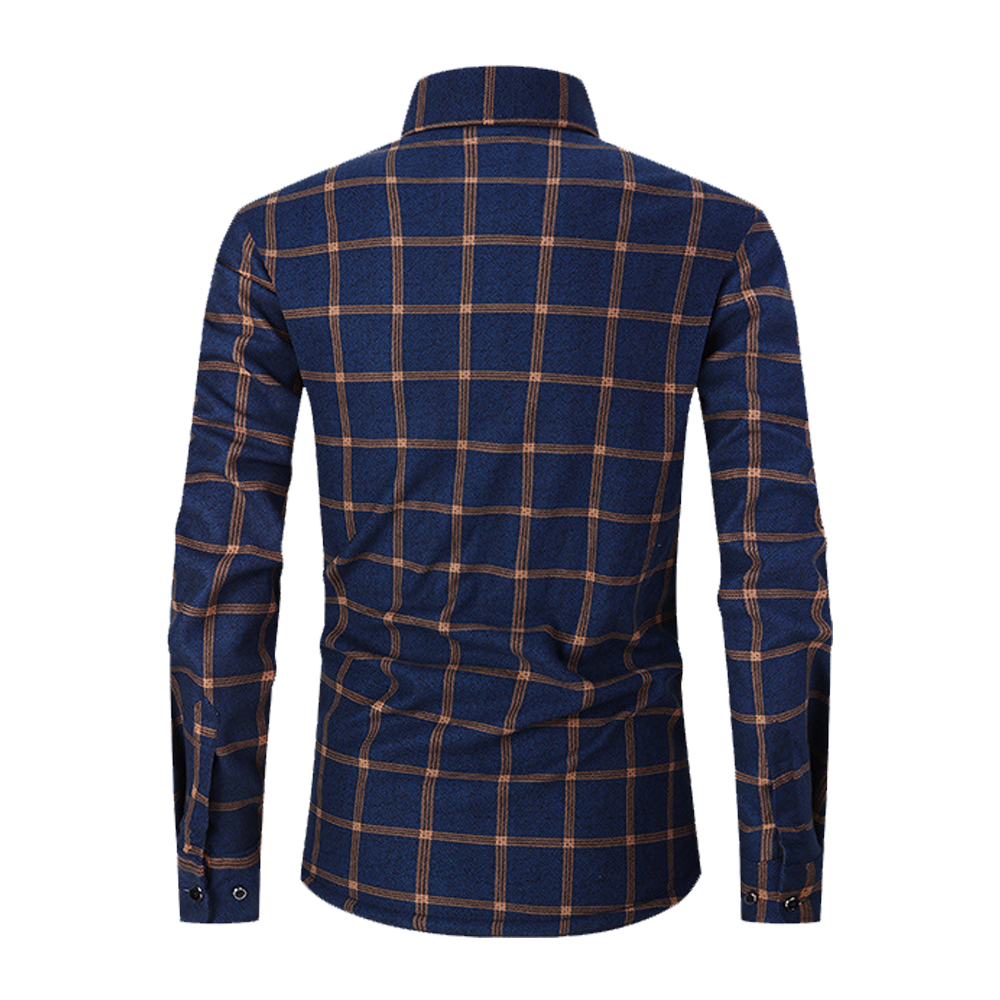 Herren-Winter-Langarmhemd mit verdicktem Karomuster
