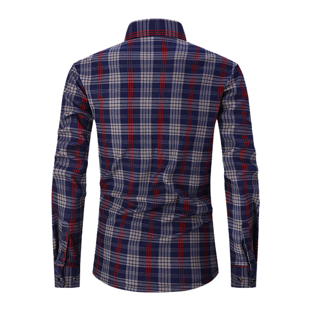Herren-Winter-Langarmhemd mit verdicktem Karomuster