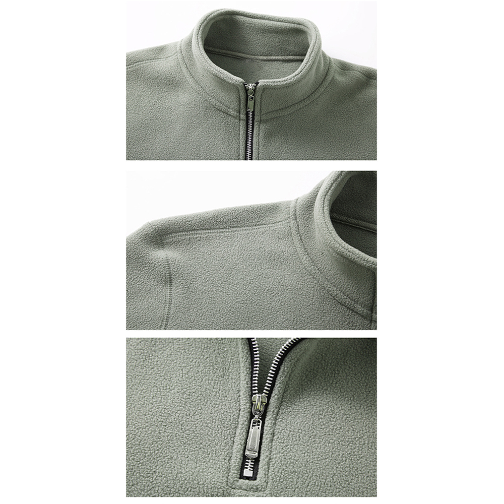 Warme Herren-Jacke aus Polarfleece mit Stehkragen, halbem Reißverschluss und langen Ärmeln