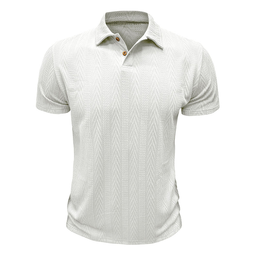 Polo d'été décontracté à manches courtes en jacquard respirant pour hommes