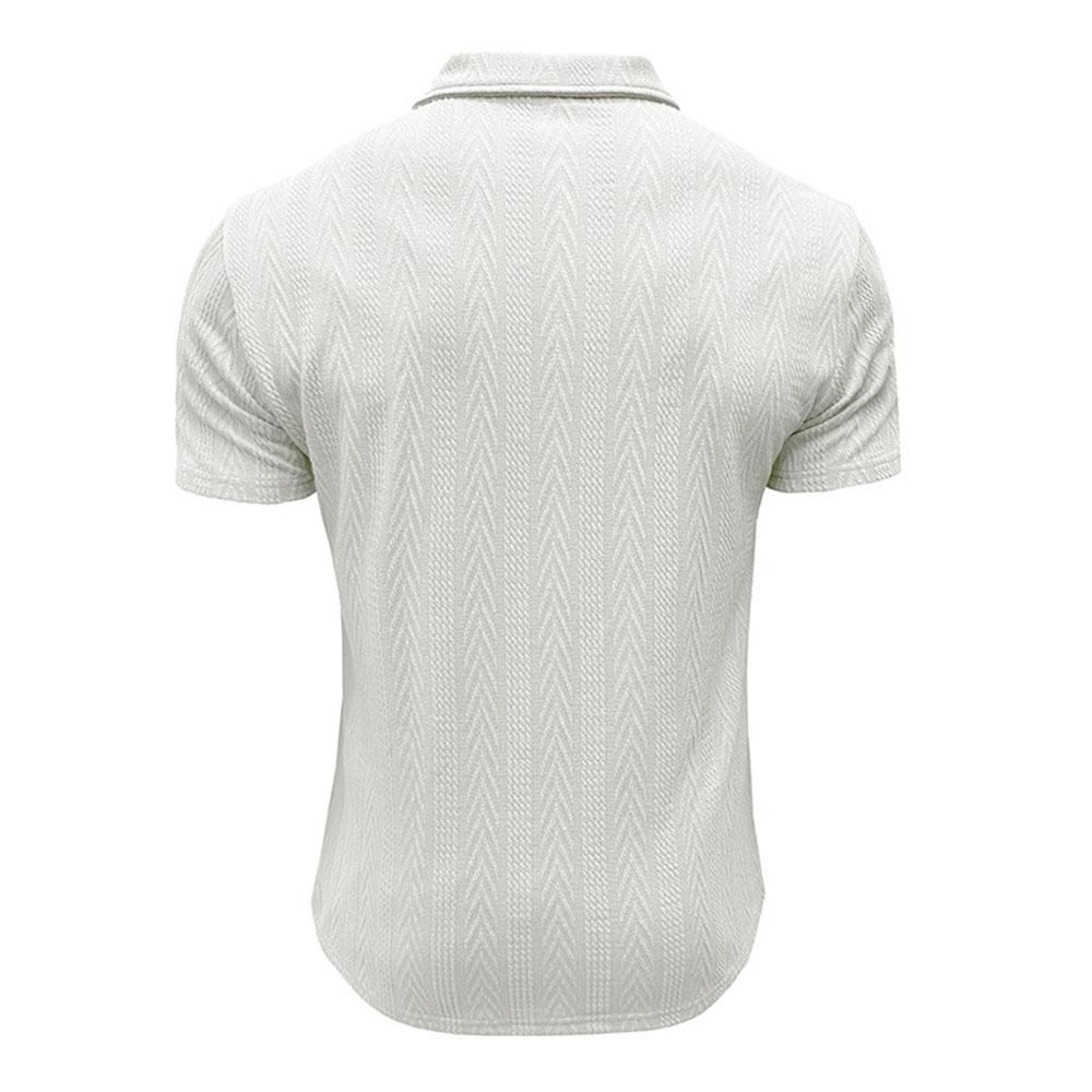 Polo d'été décontracté à manches courtes en jacquard respirant pour hommes