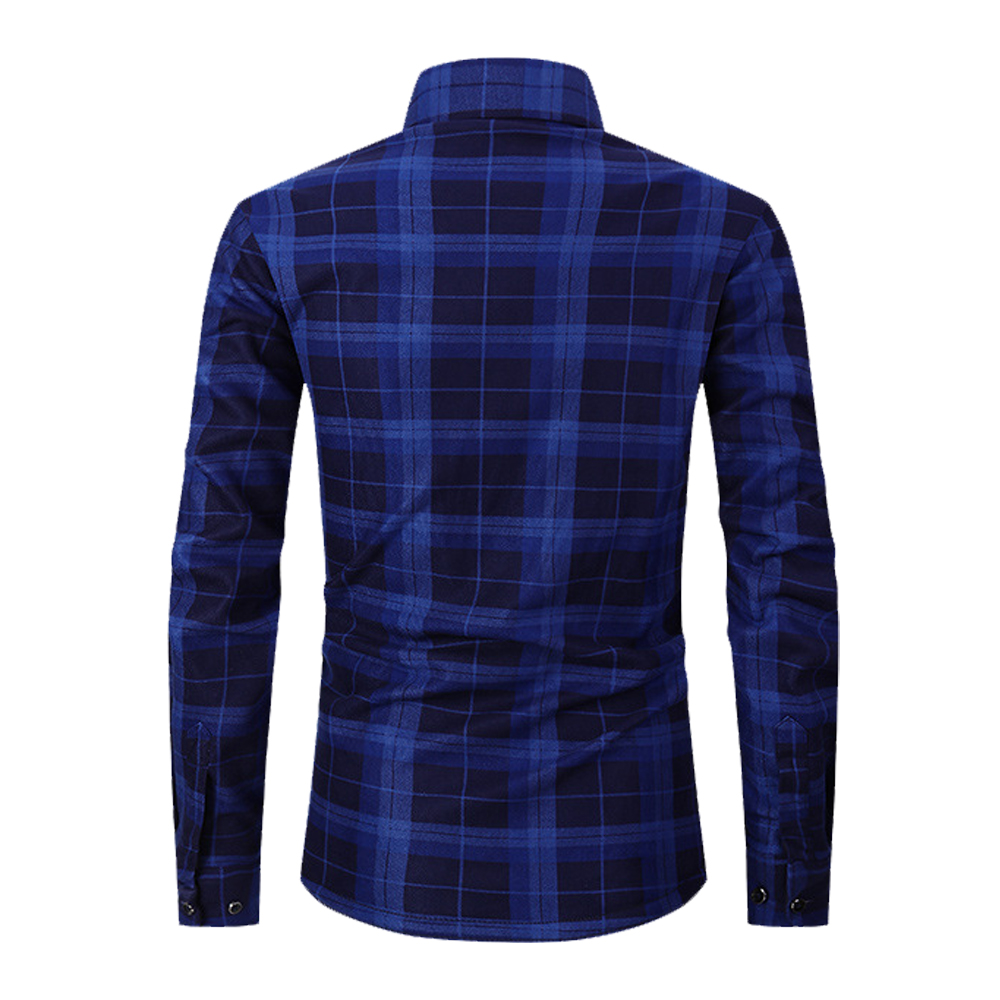 Herren-Winter-Langarmhemd mit verdicktem Karomuster