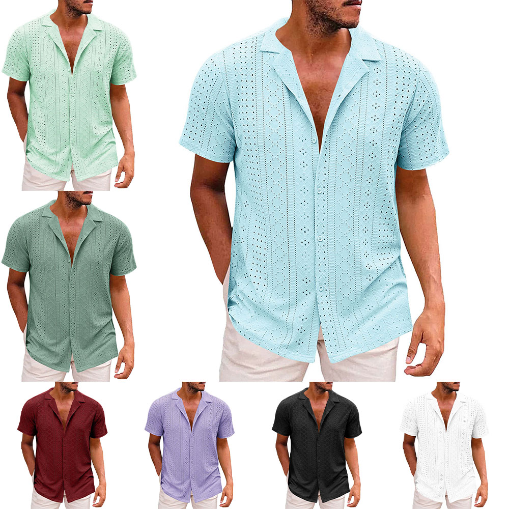 Chemise à manches courtes respirante et creuse pour homme