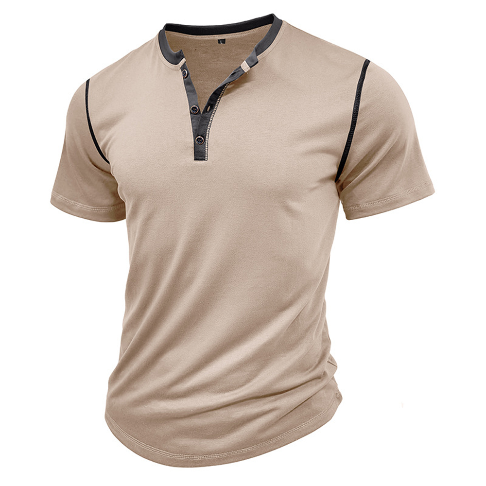 Kurzärmliges Henley-Shirt mit Stehkragen für Herren