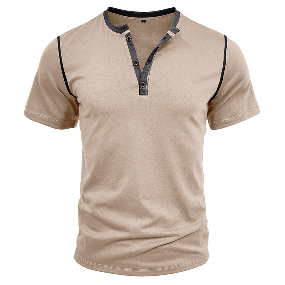 Kurzärmliges Henley-Shirt mit Stehkragen für Herren