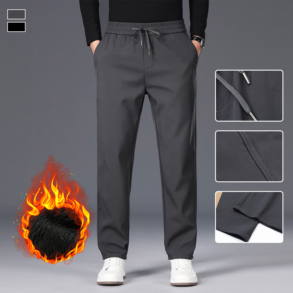 Pantalon décontracté droit extensible en polaire pour homme