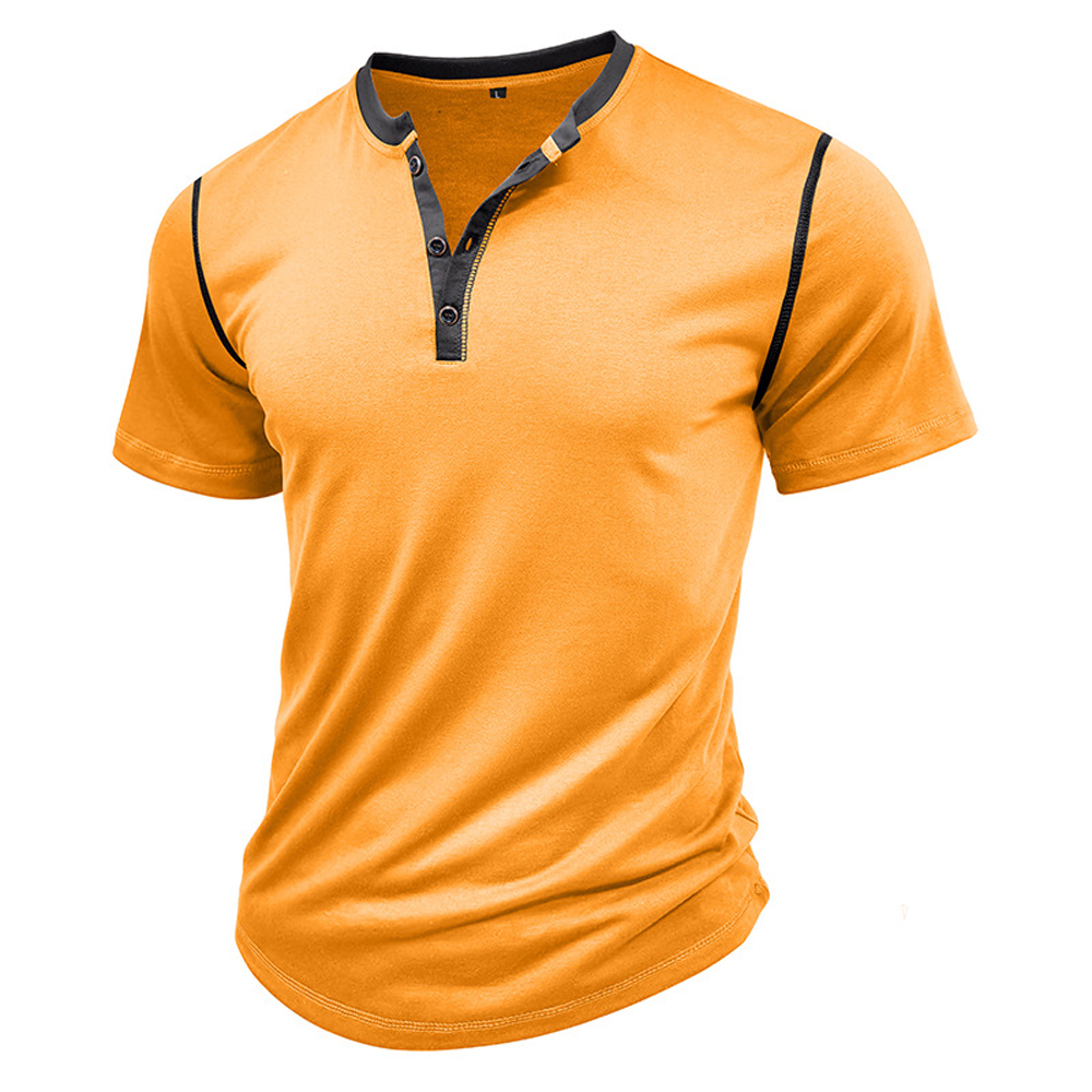 Kurzärmliges Henley-Shirt mit Stehkragen für Herren