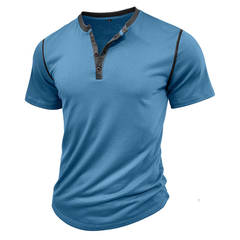 Kurzärmliges Henley-Shirt mit Stehkragen für Herren