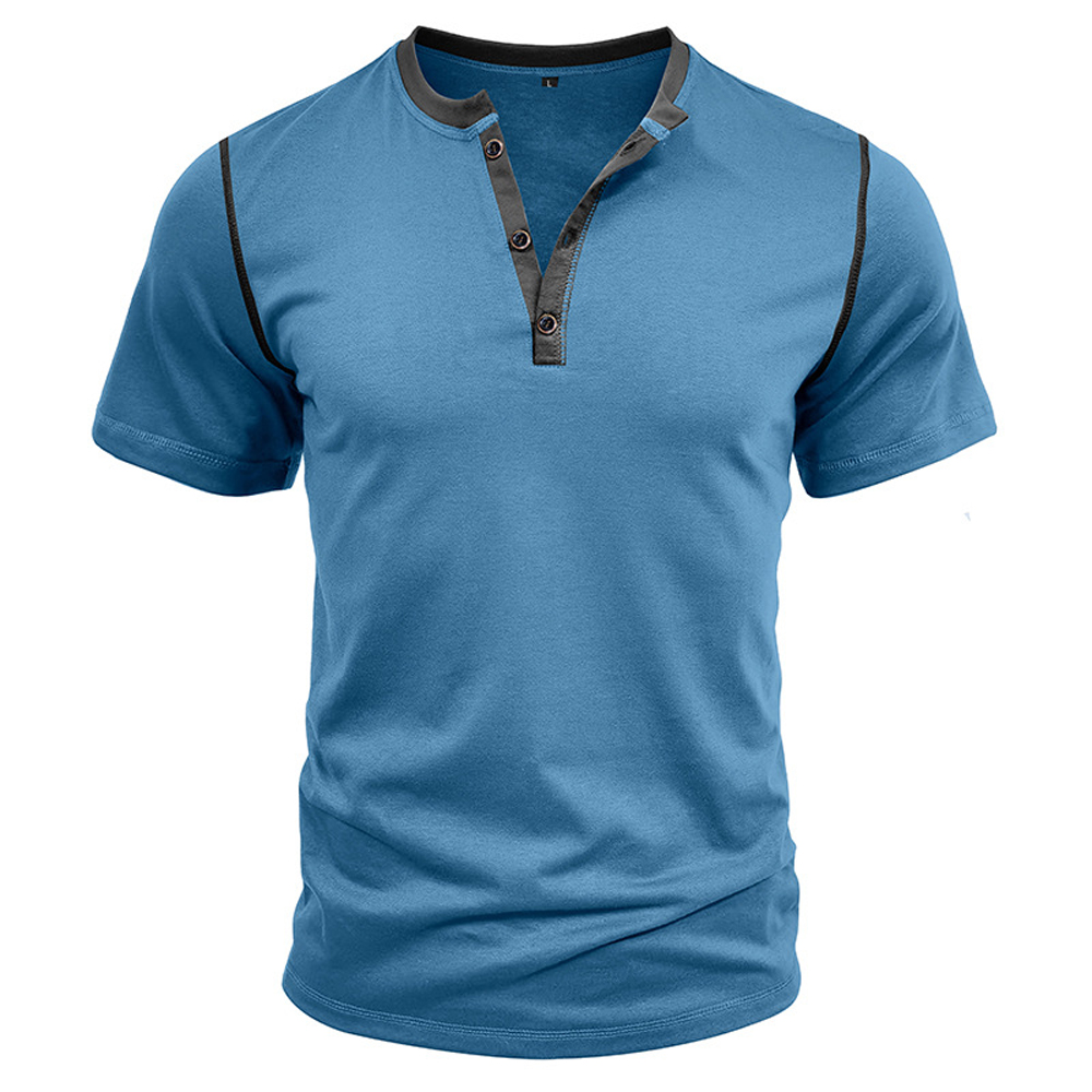 Kurzärmliges Henley-Shirt mit Stehkragen für Herren