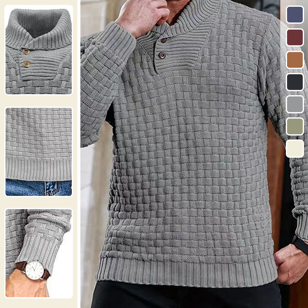 Pull décontracté à revers en tricot pour hommes