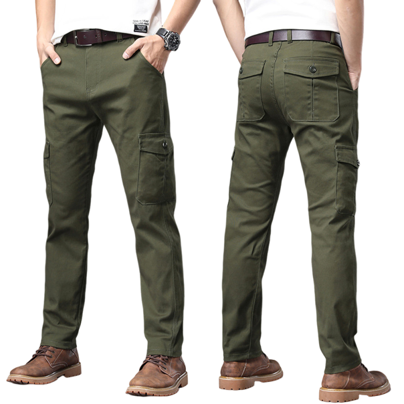 Pantalon cargo ample élastique à jambe droite pour hommes