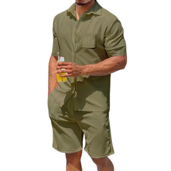 Ensemble décontracté chemise à manches courtes et short pour homme