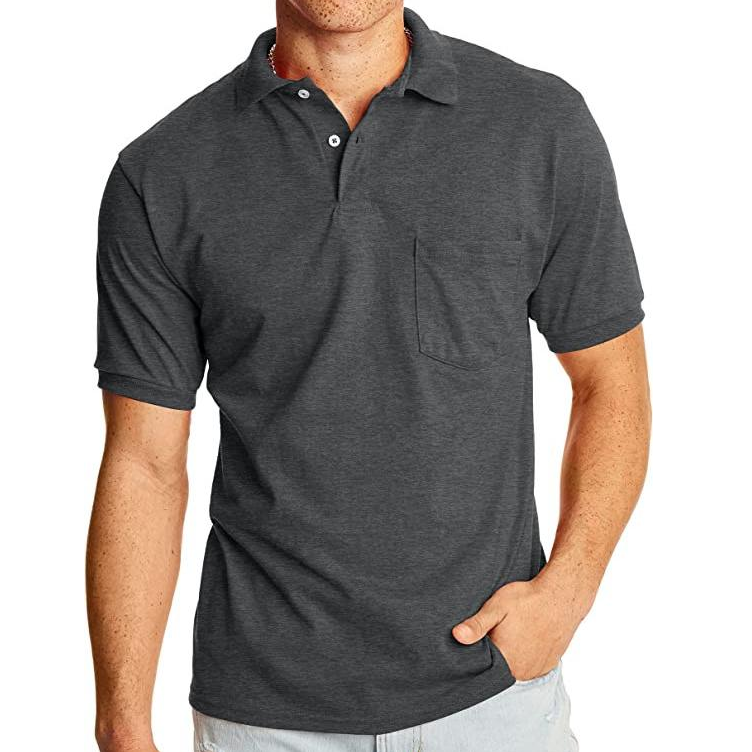 Polo décontracté à manches courtes et poches pour homme