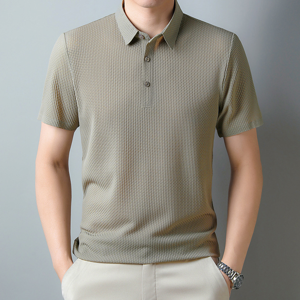 Metallwolke Atmungsaktives Herren-Poloshirt aus Eisseide mit kurzen Ärmeln