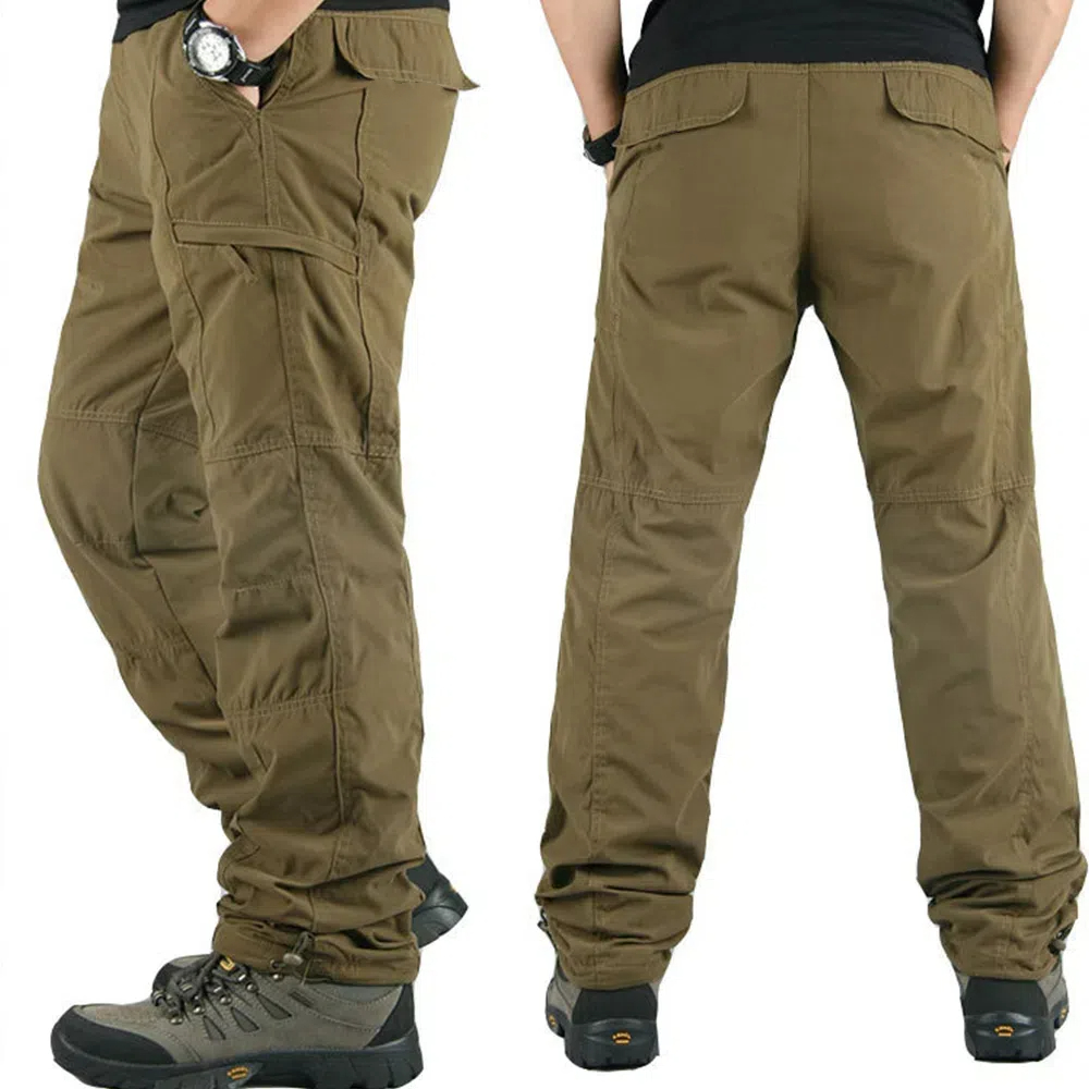 Neue warme Fleece-Cargohose mit mehreren Taschen für Herren