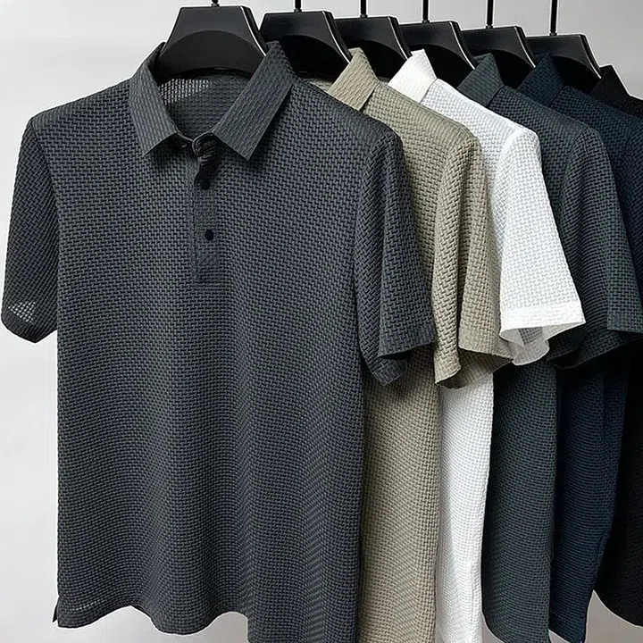 Atmungsaktives Kurzarm-Poloshirt aus Eisseide für Herren